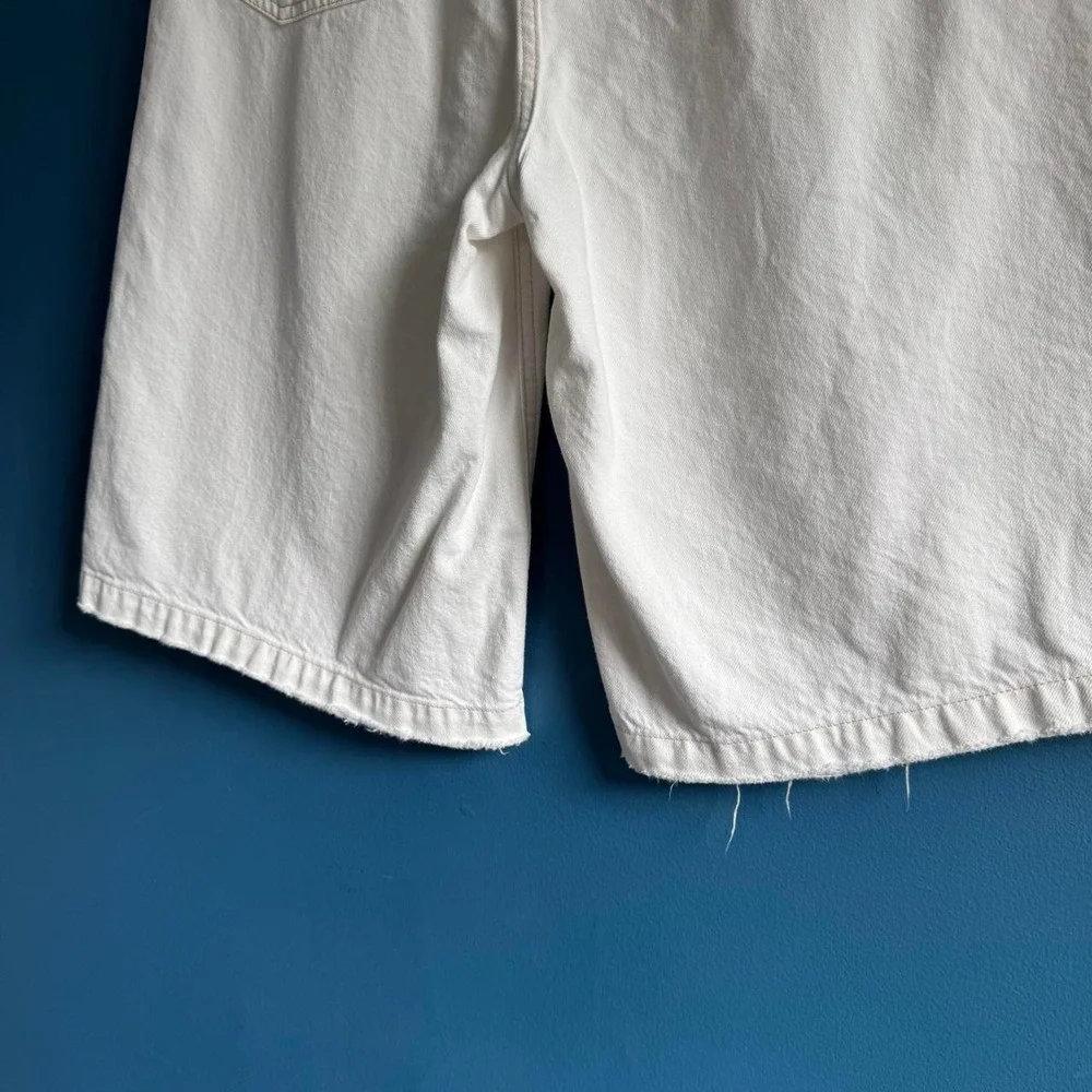 Hudson Skylar White Wide Long Shorts Women's Size 30 Skylar Jorts Denim Capri